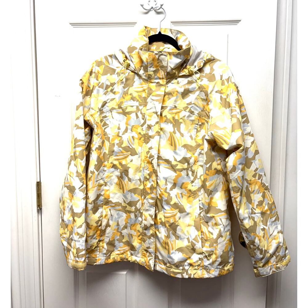 Eddie Bauer Jacket NWOT Shell Yellow Camo Winter Coat Snow Sports Women's Size M